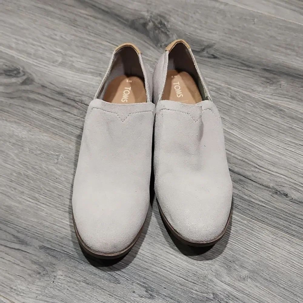 EUC TOMS Gray Shaye Suede Leather Loafers - Picture 3 of 8